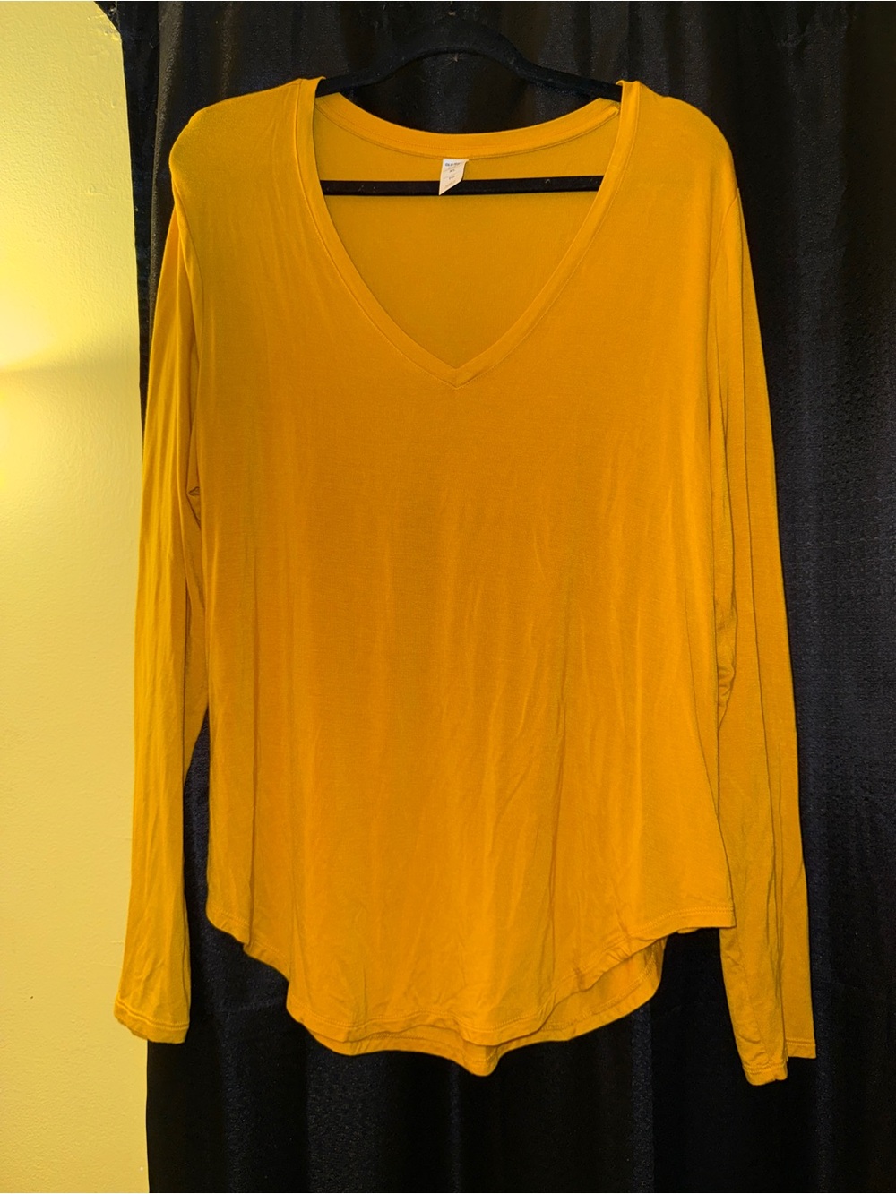 Old Navy Luxe V-Neck Long Sleeve Top - Mustard